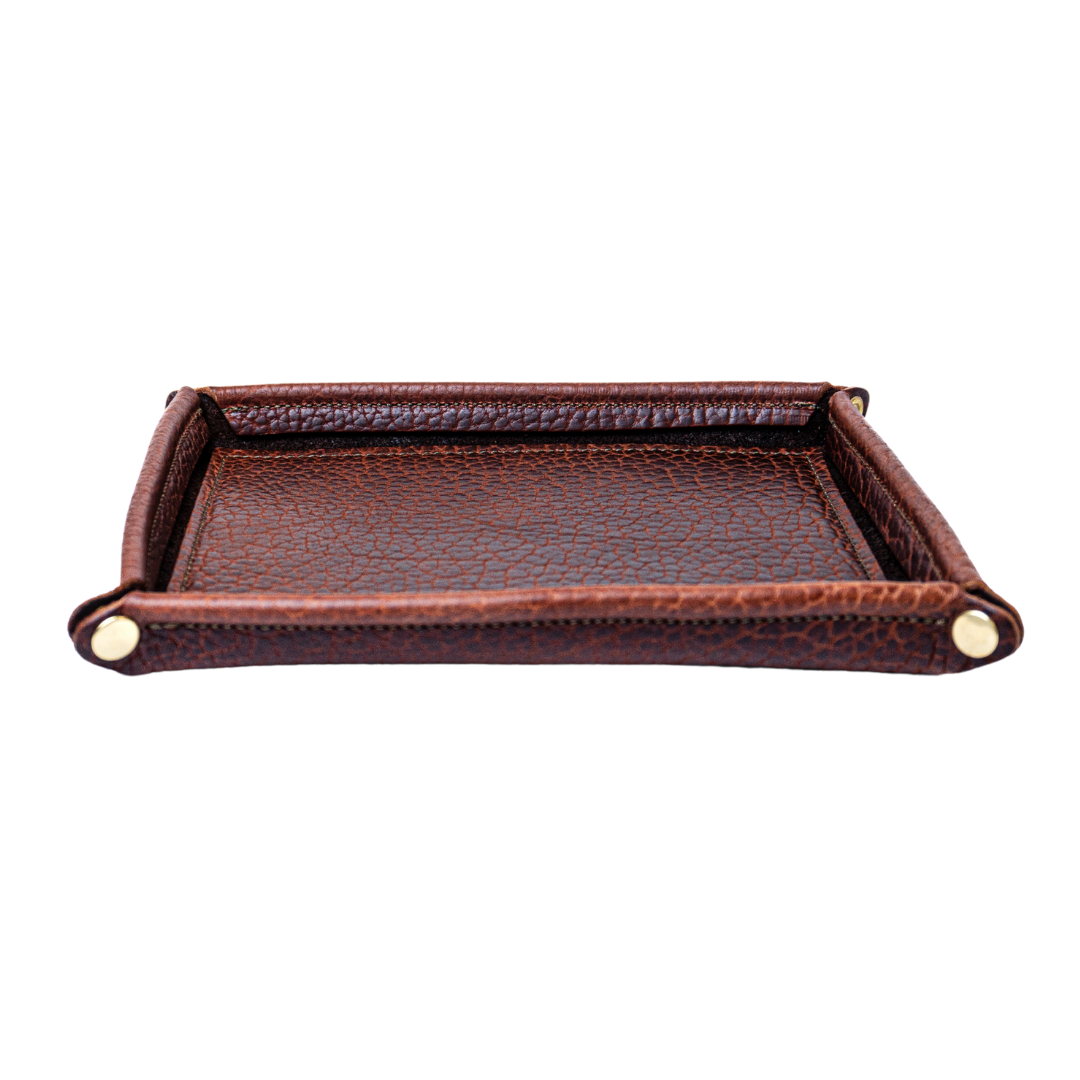 Cognac Bison Travel Valet Tray