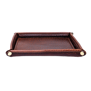 Cognac Bison Travel Valet Tray