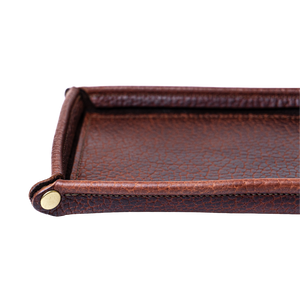 Cognac Bison Travel Valet Tray